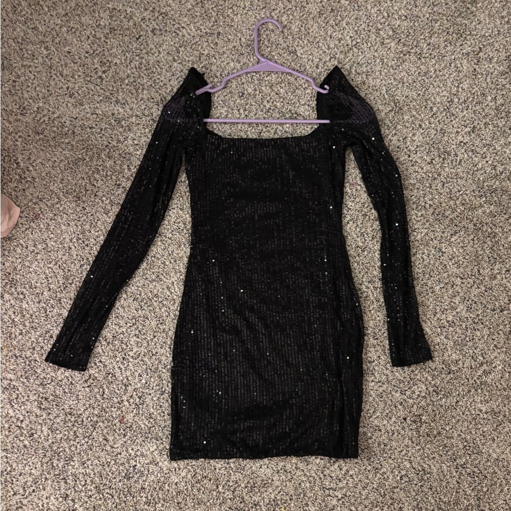Lucy in the Sky Black Sequin Long Sleeve Dress